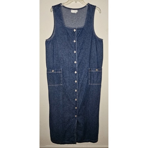 Karin Stevens Vintage Denim Jean Dress Jumper Button Down Women Size 12 - Picture 1 of 6